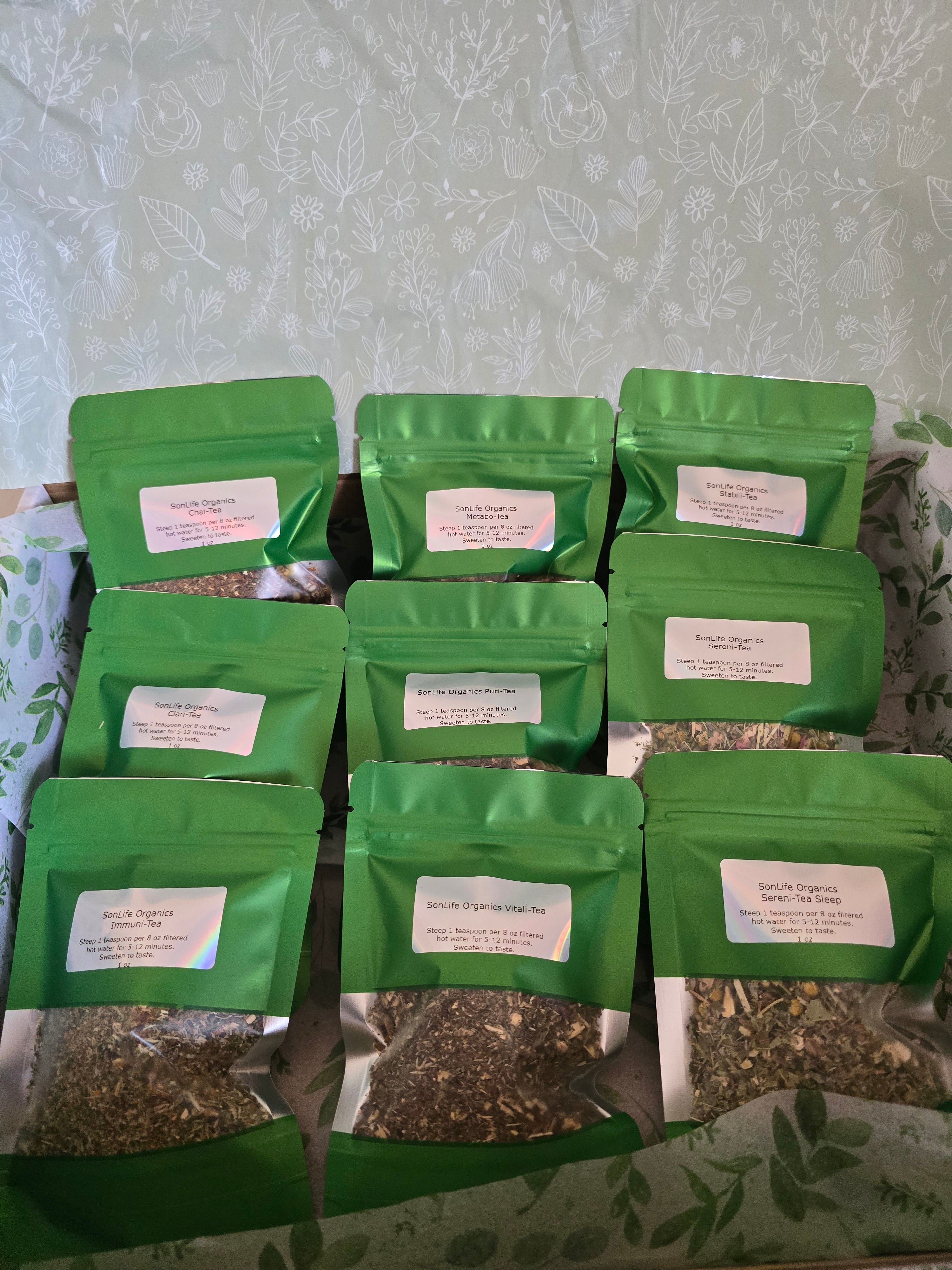 SonLife Organics Sample Tea Boxes