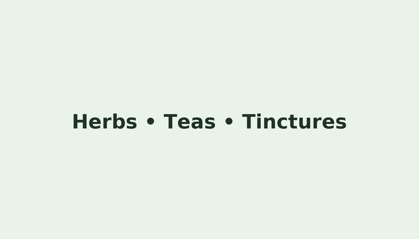 Herbal display with teas and tinctures